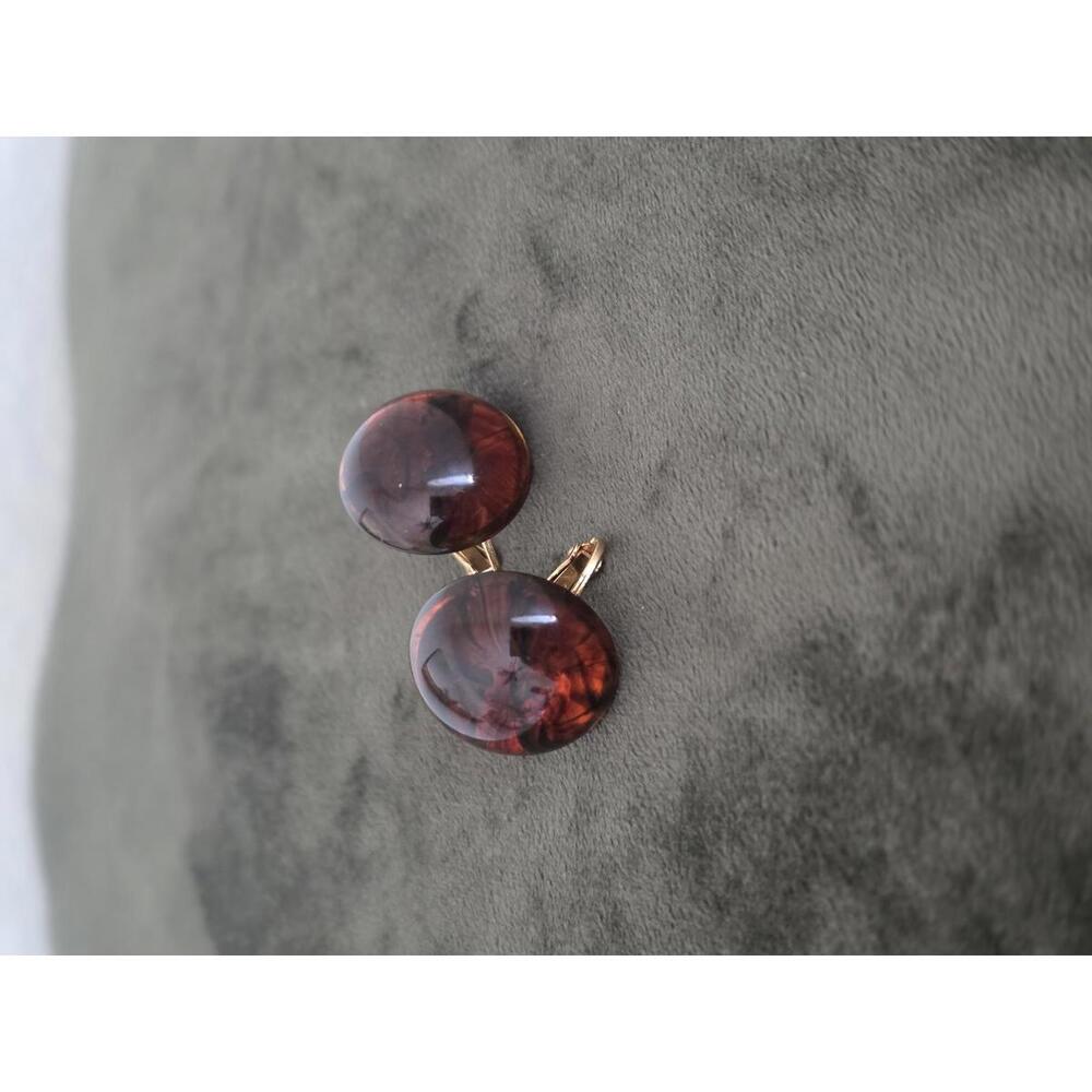 Vintage Napier Brown Lucite Earrings – Screw Back & Clip-On, Gold Tone